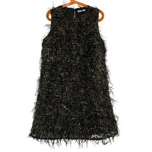 Crewcuts Black and Gold Girls’ Tinsel Shift Dress Sleeveless Size 12